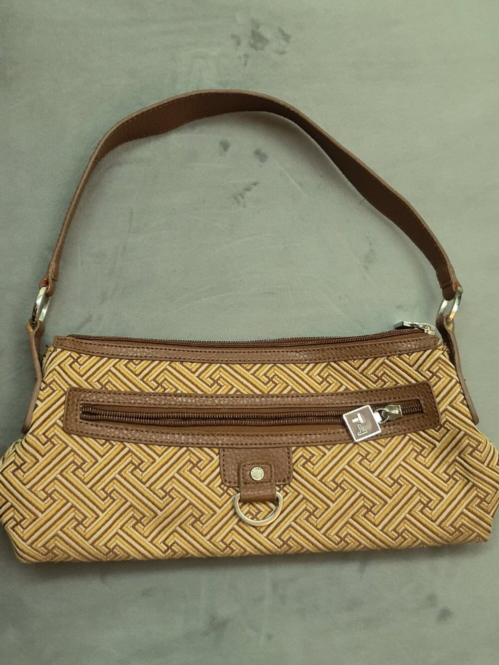 Tommy Hilfiger Geometric Monogram Shoulder Bag Tan Brown